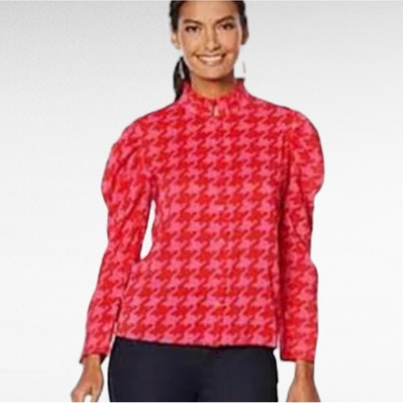 G by GIULIANA ~ Pink & Orange Houndstooth Top ~ Perfect Statement Piece ~ Size 4 - Picture 4 of 7